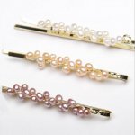 3-4mm Natural Potato Seed Freshwater Pearl Gold Filled Hair Clip