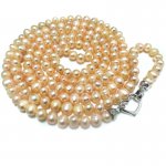 48 inches AA 7-8 mm Natural Pink Round Pearl Sweater Necklace