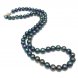 17 inches AA 6-7mm Peacock Green Round Pearl Necklace
