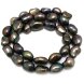 16 inches 8*12mm Black Natural Barqoue Rice Nugget Pearls Loose Strand