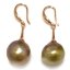 11-12mm AAA Natural Lavender High Luster Baroque Pearl Yellow Gold Filled Earring