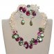 17 inches 3 rows 12mm Green & Red Coin Pearls Bracelet