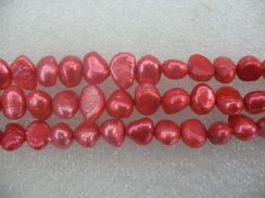 16 inches Red Natural Nugget Pearls Loose Strand