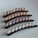 7-8mm Natural Round Freshwater Pearl Gold Filled Handmade Hair Clip
