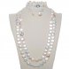 54 inches 12mm White Coin Pearl Necklace Jewelry Set