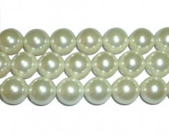 16 inches Shiny White Round Shell Pearls Loose Strand