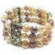 7.5 inches 3 rows 8-9mm White&Pink&Lavender Nugget Pearl Bracelet