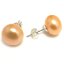 11-12mm Orange Natural Freshwater Button Pearl Stud Earring