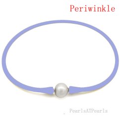 Wholesale 11-12mm Pearl Periwinkle Rubber Silicone Necklace
