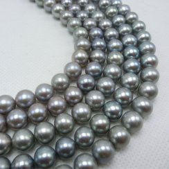 16 inches AAA Silver Gray Round Natural Fresh Water Pearls Loose Strand