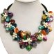 18 inches Natural Leather Seven Multicolor Shell Flower Necklace