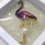 Wholesale Purple Flamingo Style Natural White Button Pearl Brooch