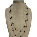 47 inches 7-8mm Black Rice Pearl Long Chain Tin Cup Necklace