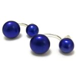 7mm & 10mm 925 Silver Dark Blue Button Double Sided Pearl Earring