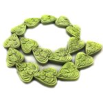 16 inches 8X20X25mm Green Heart Shaped Carved Turquoise Beads Loose Strand