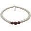 16-18 inches Natural White Button Pearl & Red Round Agate Beaded Necklace