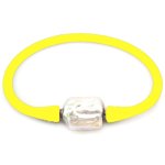 16-20mm One Natural Square Pearl Yellow Rubber Silicone Bracelet