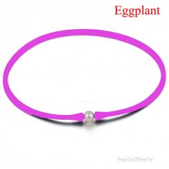 Wholesale 11-12mm Round Pearl Eggplant Rubber Silicone Necklace