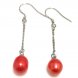 Wholesale 7-8mm Single Red Pearl Drop Earring with 925 Sterling Silver Earring