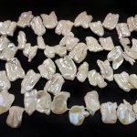 16 inches 12-20mm White Side Drilled Square Biwa Pearls Loose Strand