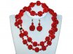 17-18 inches 2 Rows 4-5mm Red Natural Coral Beaded Ball Jewelry Set