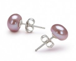7-8mm Natural Lavender Button Pearl Stud Earring,Sold by Pair
