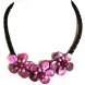 18 inches Natural Leather Three Cranberry Flower Shell Necklace