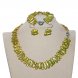 17 inches 10-25mm Green Natural Biwa Pearl Necklace Set
