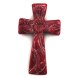 30x50mm Red Floral Carved Cross Shaped Natural Coral Charm Pendent