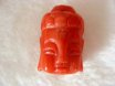 30-40mm Salmon Buddha Head Carved Natural Coral Charm Pendant