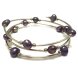 7.5-8 inches 8-9mm Black Baroque Pearl Women Silver Memory Wire Bracelet