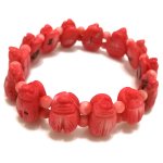 7 inches 20*30mm Elastic Pink Cicade Carved Coral Beaded Bracelet