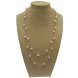 47 inches 7-8mm White Rice Pearl Long Chain Tin Cup Necklace