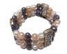 7.5 inches 3 rows 8-9mm White & Pink & Black Nugget Pearl Bracelet
