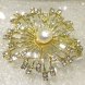 Wholesale Golden Chrysanthemum Style Natural White Button Pearl Brooch