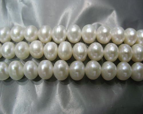 16 inches 10-11mm White Button Pearls Loose Strand