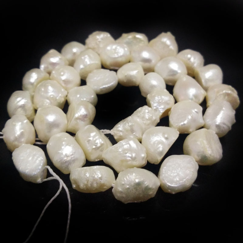 16 inches 10-11mm White Drusy Baroque Pearl Loose Strand