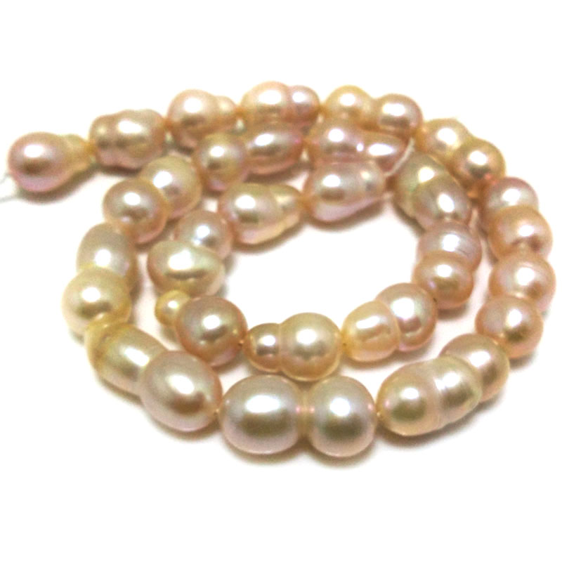 16 inches 11-12mm Natural Pink Peanut Baroque Pearls Loose Strand