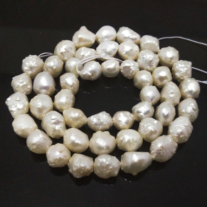 16 inches 8-9mm White Drusy Baroque Pearls Loose Strand