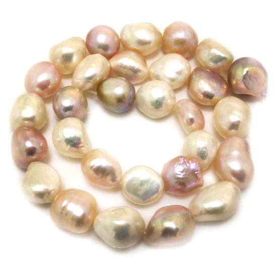 16 inches 12-17mm AAA High Luster Multicolor Baroque Pearls Loose Strand