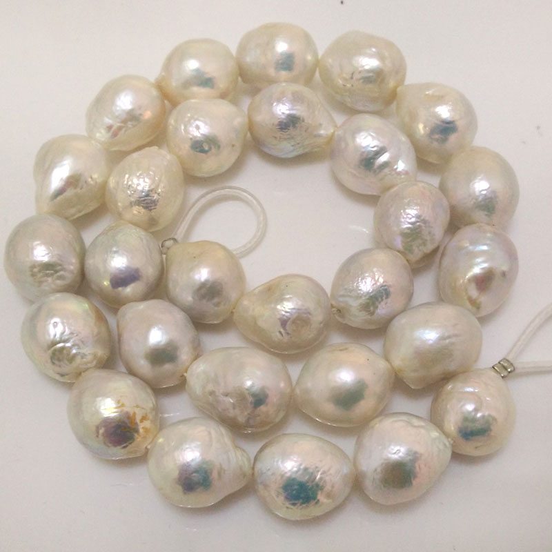16 inches 14-16mm Natural White High Luster Large Baroque Pearls Loose Strand