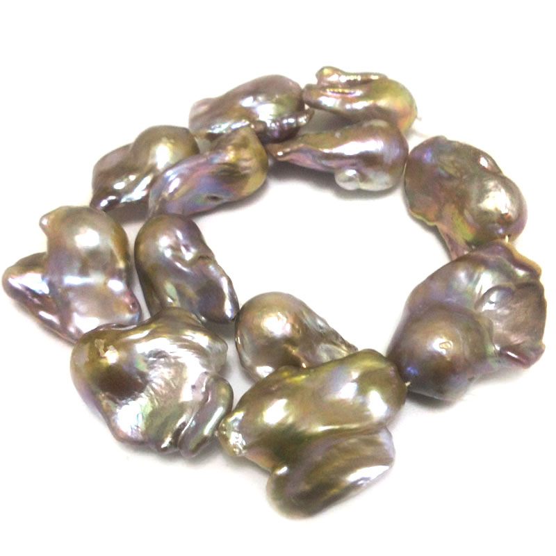 16 inches 30-40mm AAA Natural Lavender Fireball Baroque Pearl Loose Strand