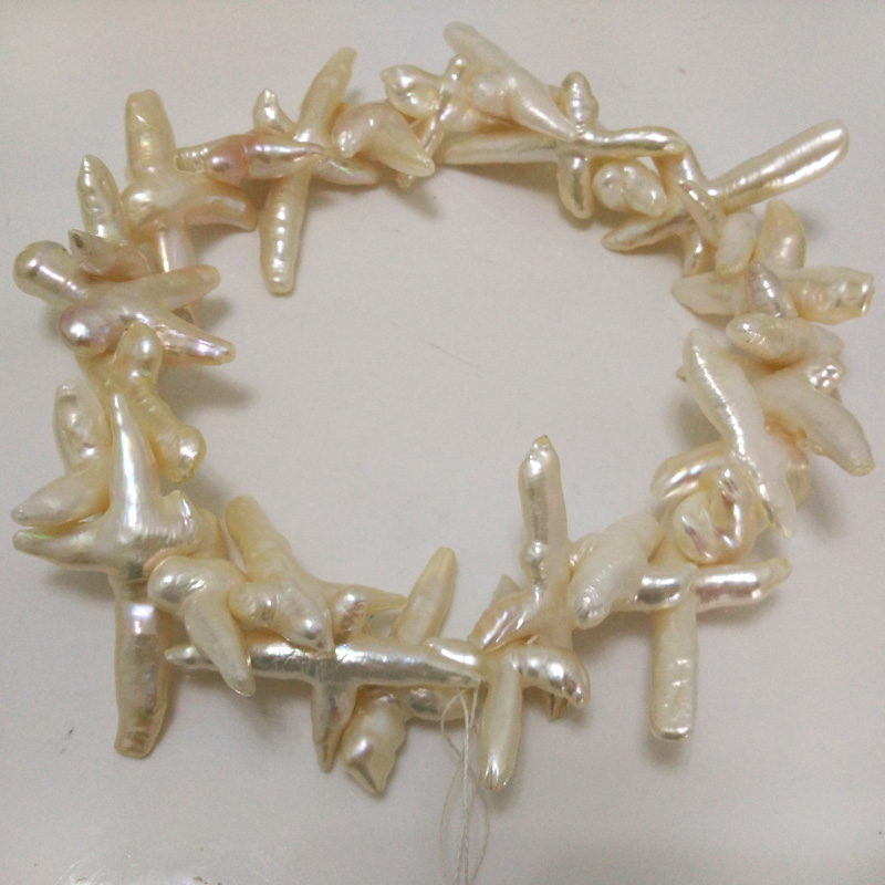 16 inches 40-60mm White Diagonally Drilled Cross Pearls Loose Strand