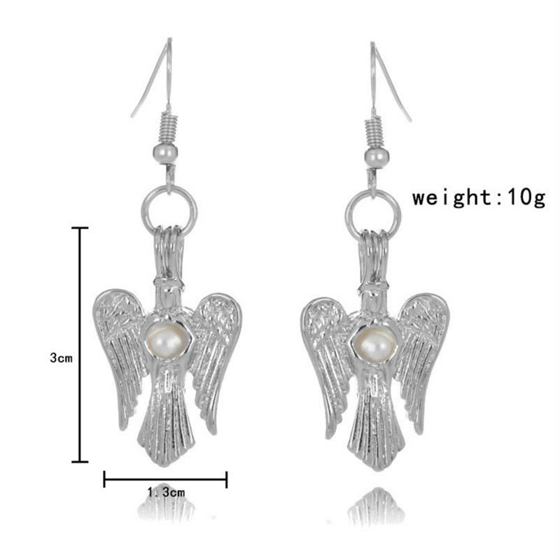 Rhodium Plated Eagle Style Cage Hook Earring