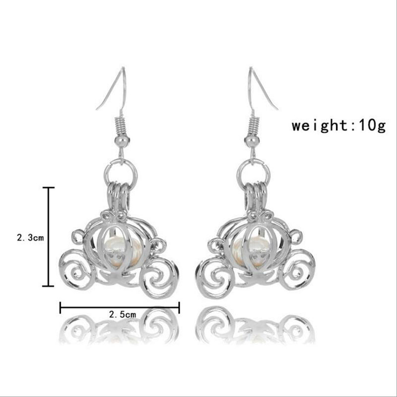 CP0020 Rhodium Plated  Festoon Style Cage Hook Earring
