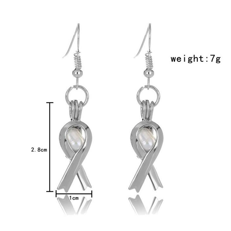CP0048 Rhodium Plated Silk Carf Style Cage Hook Earring