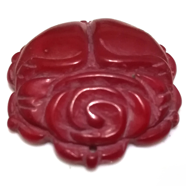 10x30x30mm Red Flower Hand Carved Natural Coral Charm Pendant