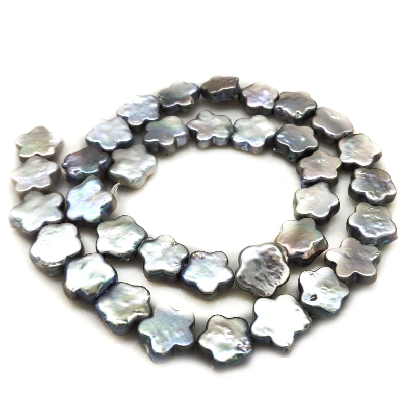 16 inches 10-11mm Center-Drilled Silver Gray Five Star Shaped Pearls Loose Strand