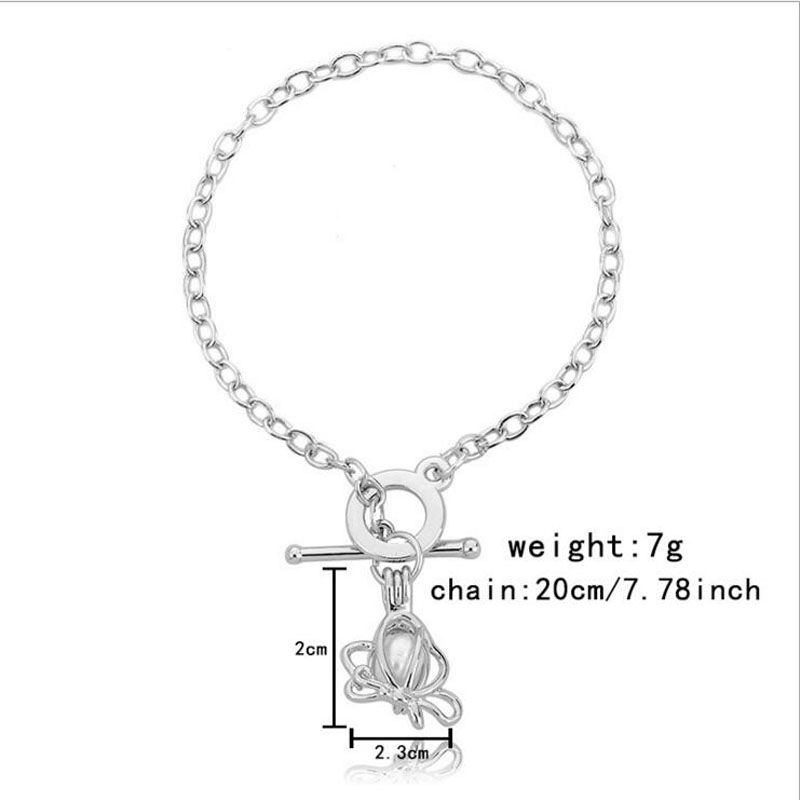8 inches Rhodium Plated Butterfly Style Chain Bracelet