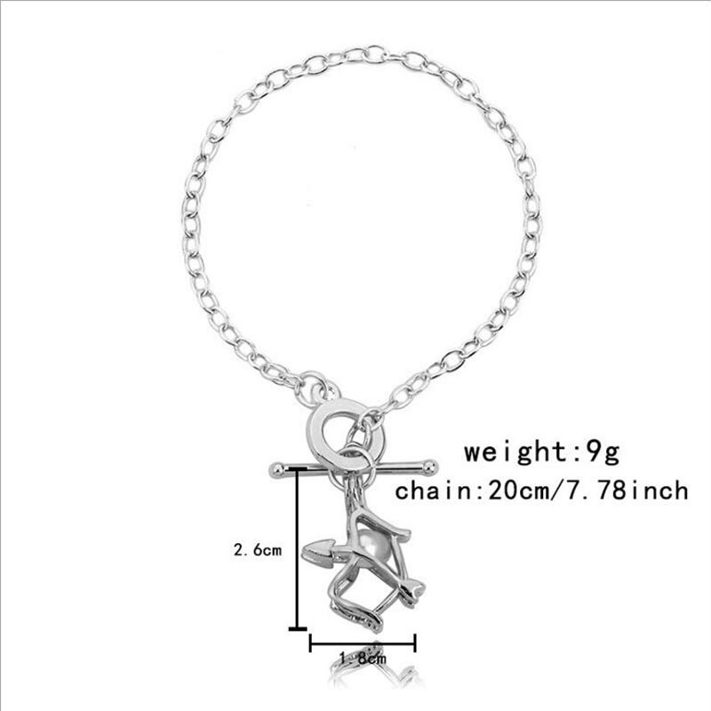 8 inches Rhodium Plated Love Arrow Style Chain Bracelet
